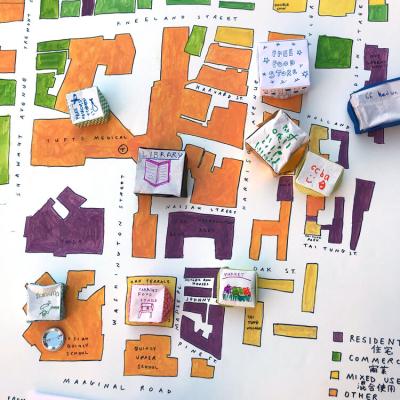 map with various colors created by Lily Xie with residents of Chinatown